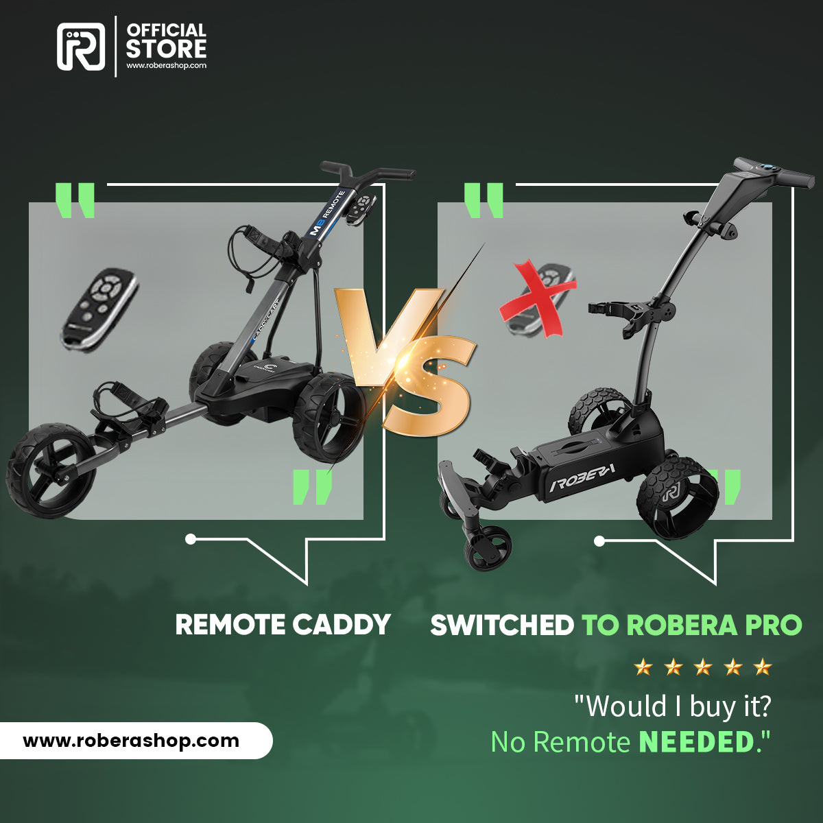 Robera Pro vs Remote Caddy – No Remote Needed