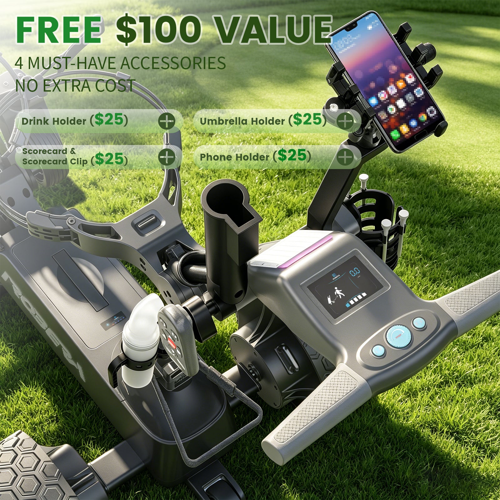 Father’s Day golf bag bundle with free phone holder umbrella holder scorecard and drink holder